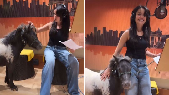 Juliette grava música com mini-horse: ‘Vai comer minha calça’
