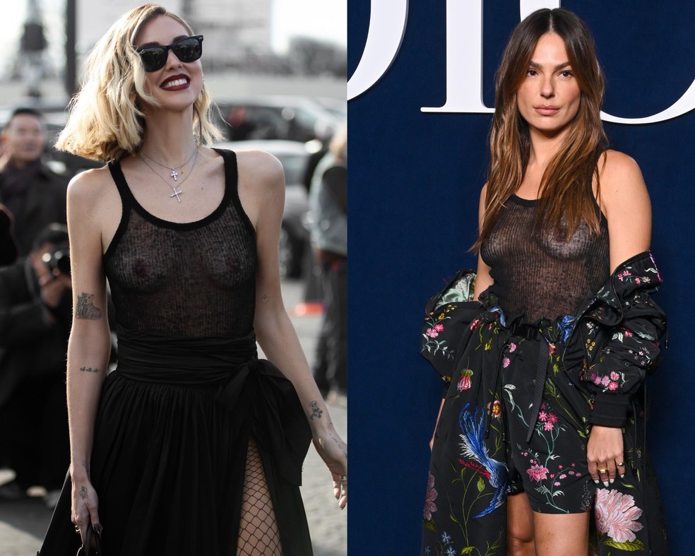 Chiara Ferragni e Isis Valverde no desfile da Dior durante a Semana de Moda de Paris (2023) — Foto: Getty / Reprodução Instagram