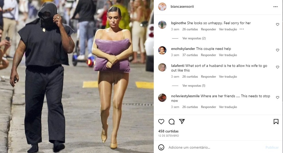 Kanye West e Bianca Censori — Foto: Reprodução Instagram