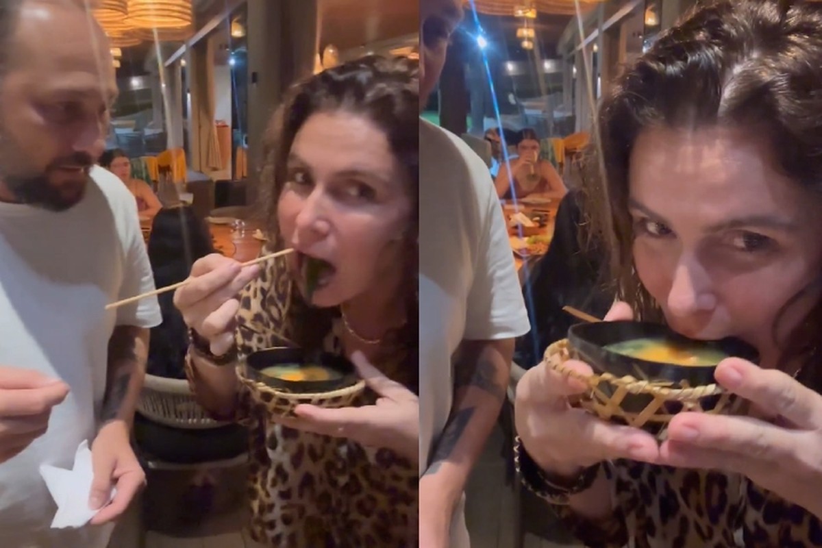 No Pará, Giovanna Antonelli prova tacacá pela primeira vez e se