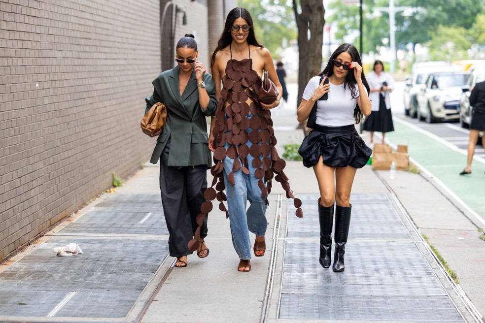 Street style na NYFW — Foto: Christian Vierig/Getty Images