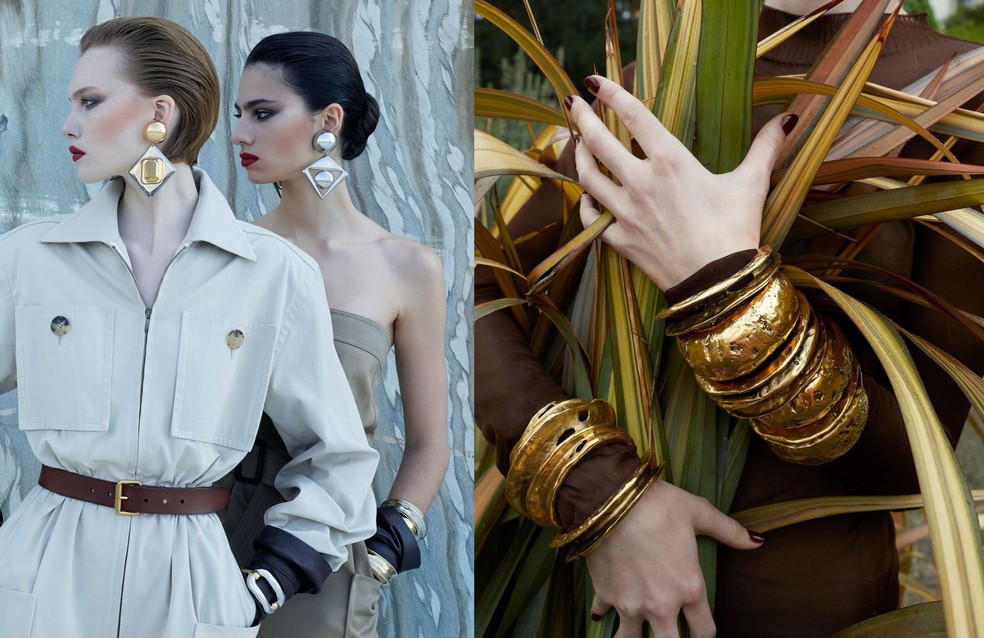 Mix prata e dourado de acessórios over — Foto: Reprodução/Instagram @YSL