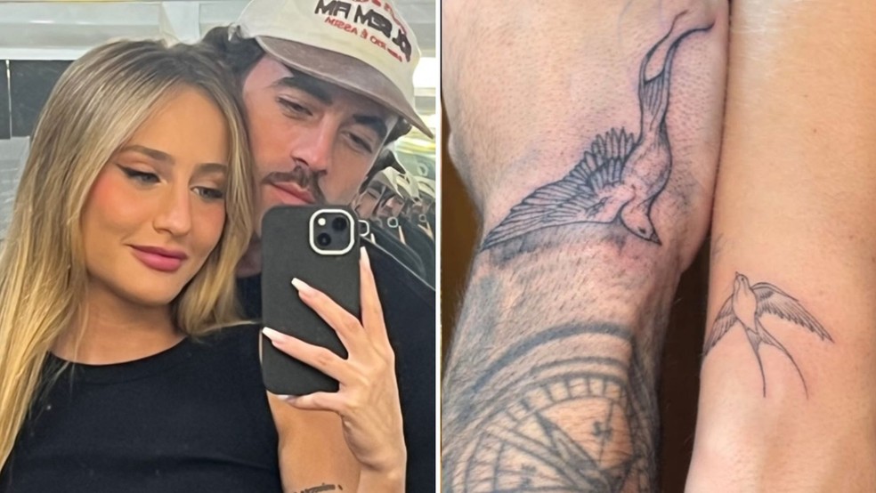 Bruna Griphao faz tatuagem com o namorado — Foto: Reprodução/ Instagram