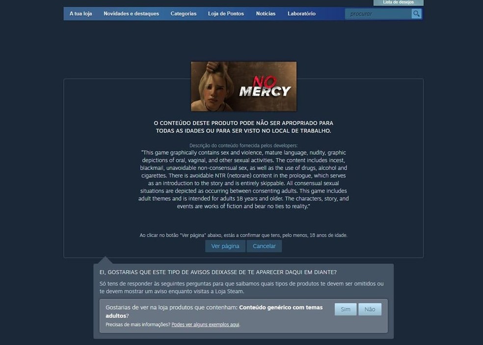 No Mercy foi banido no Canadá, Austrália e Reino Unido antes de ser retirado do ar — Foto: Reprodução