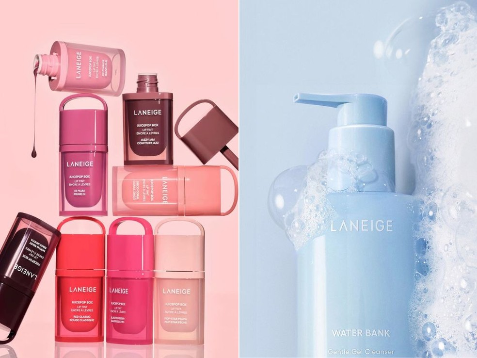 Juice Pop Box Lip Oil e Water Bank Gel Cleanser, Laneige — Foto: Reprodução