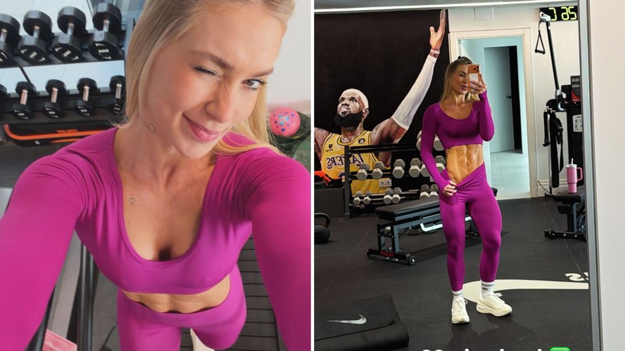 Virginia mostra resultado de treino na academia particular de Vini Jr
