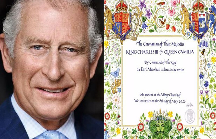 Convite para a coroação do rei Charles é divulgado pelo Palácio de Buckingham