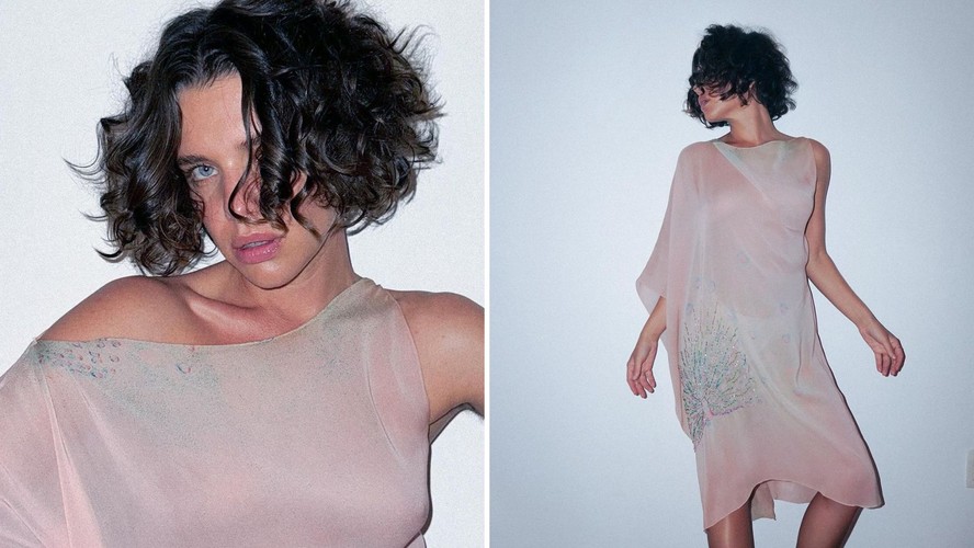 Bruna Linzmeyer mostra look vintage com transparência