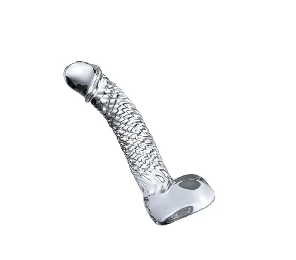 Dildo Prótese de Vidro Formato Pênis com Ondulações, de Libb (R$ 76,65) — Foto: Divulgação