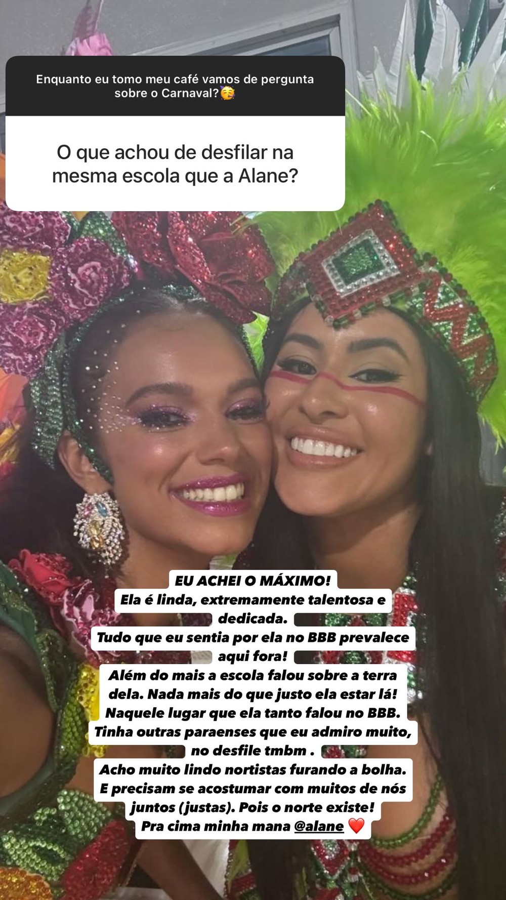 Isabelle Nogueira opina sobre dividir espaço com Alane Dias no desfile ...