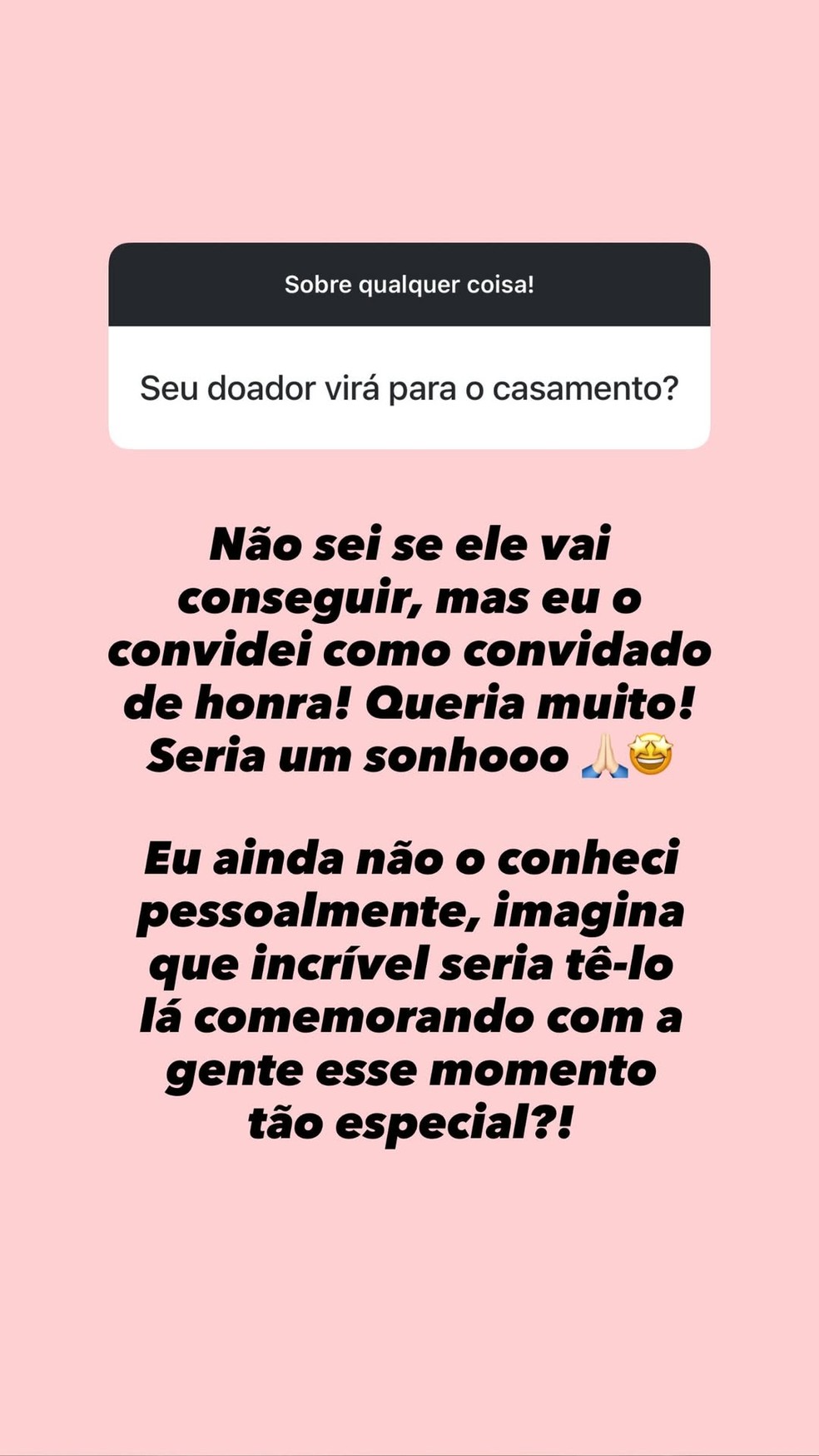 Fabi Justus convida doador de medula para cerimônia de renovação de votos: 'Convidado de honra' — Foto: Reprodução/Instagram