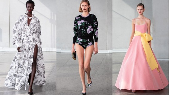 Glamour casual de Carolina Herrera leva estampa floral e transparência à Semana de Moda de NY Glamour casual de Carolina Herrera leva estampa floral e transparência à Semana de Moda de NY