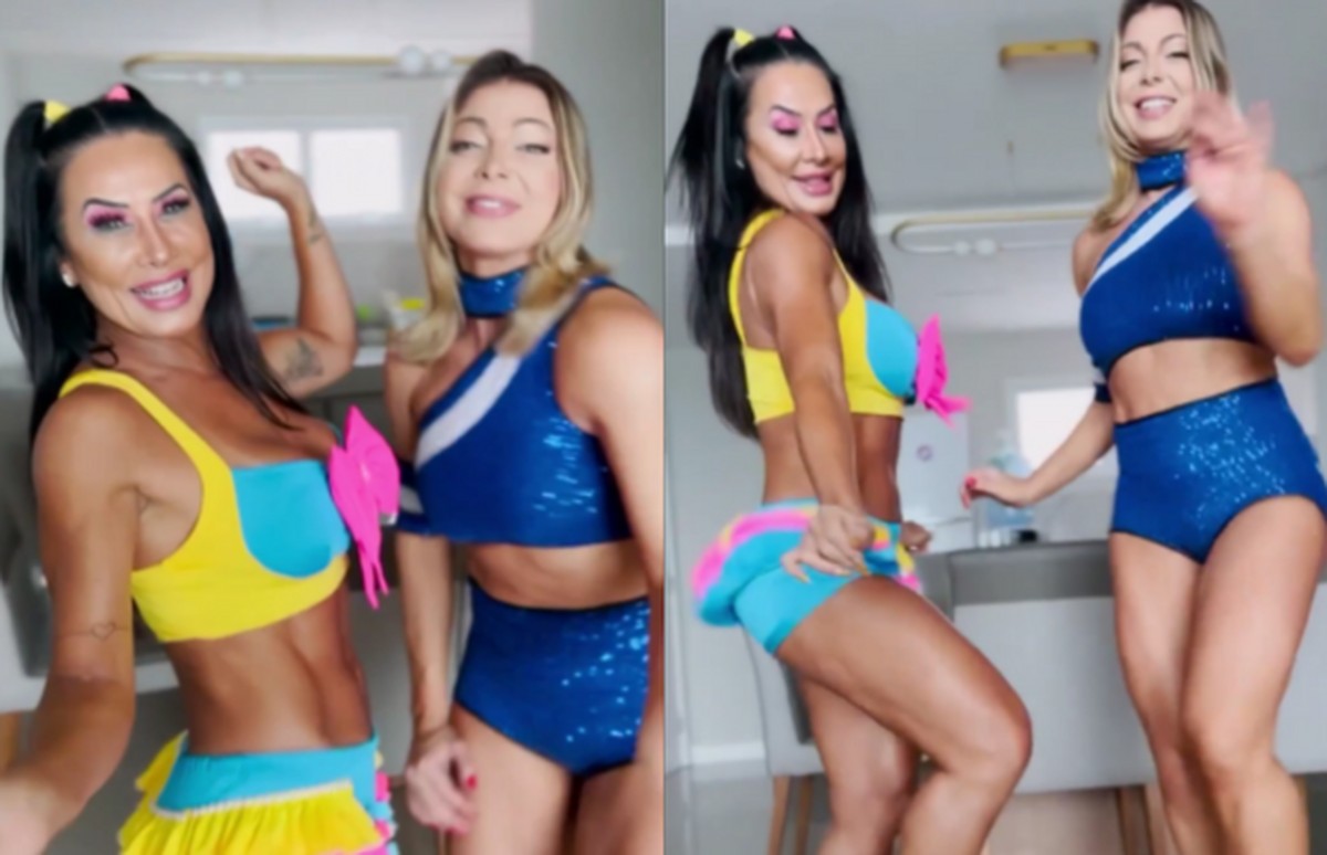 Sheila Mello e Scheila Carvalho dançam juntas e fãs do É o Tchan! fazem ...