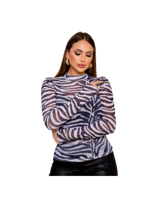 Blusa tule com gola alta Mayara Manzano