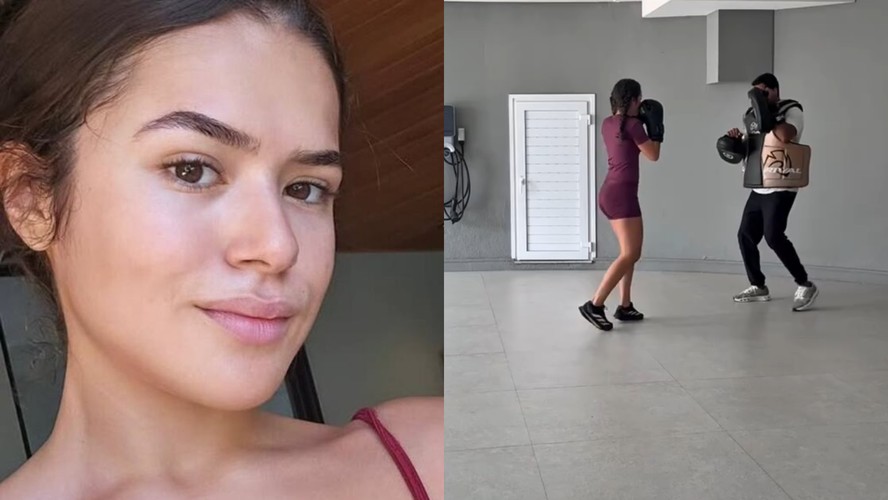 Maisa praticando muay thai