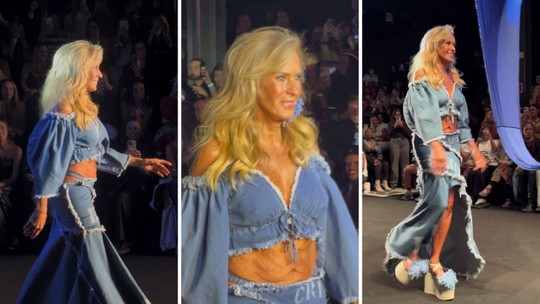 Helô Pinheiro abre desfile na RioFW e protesta contra etarismo: 'Dizem que não posso fazer as coisas, mas faço mesmo assim'
