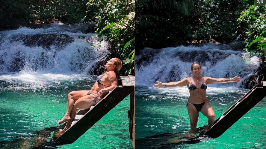 Cissa Guimarães posa de biquíni em cachoeira no Jalapão e rouba a cena