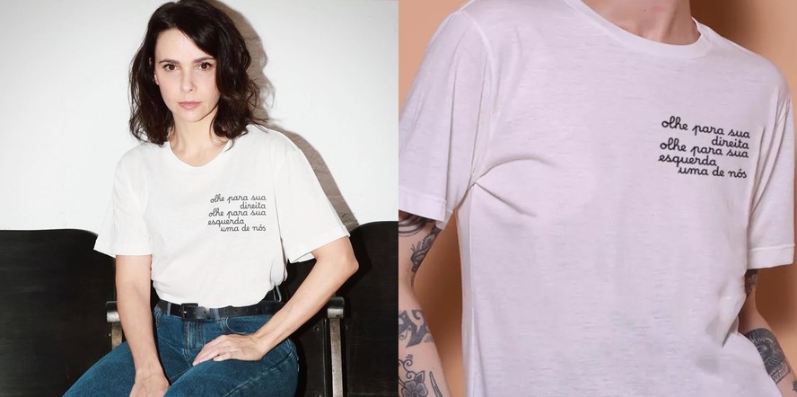 Débora Falabella cria camiseta para denunciar violência contra mulher ...