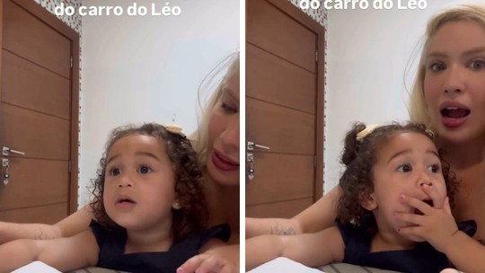 Karoline Lima mostra reação fofa da filha ao ver o jogador Léo Pereira