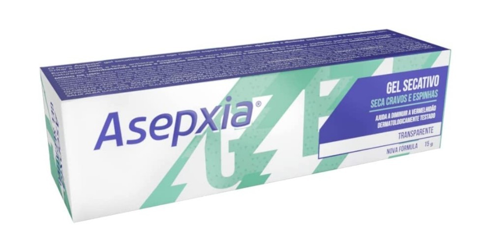 O gel secativo Asepxia é desenvolvido especialmente para secar cravos e espinhas — Foto: Reprodução/Amazon