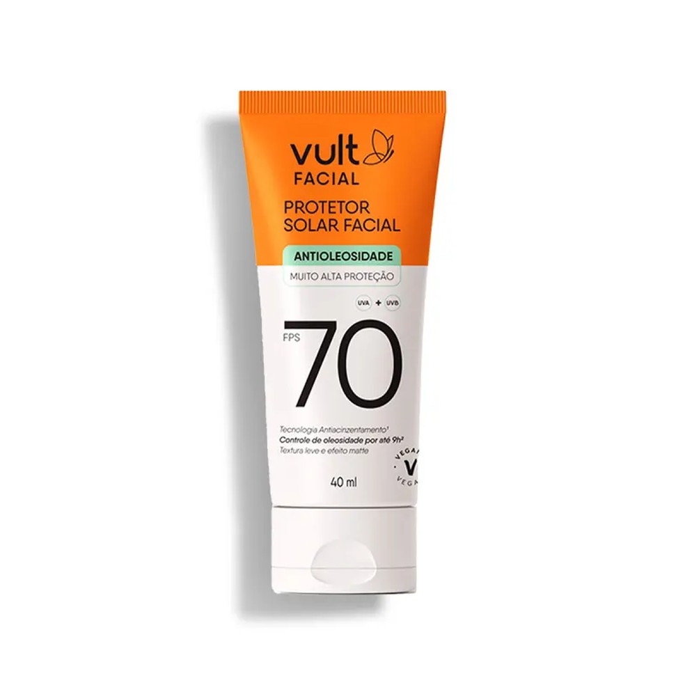 Protetor Solar Facial FPS 70 Antioleosidade, de Vult, R$ 45,99 — Foto: Divulgação