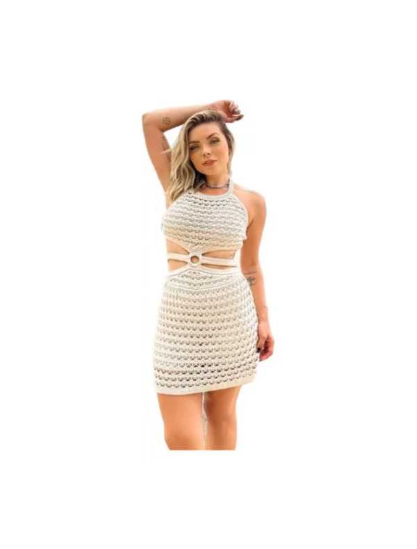 Vestido Macaquinho cor Bege Blast Modas