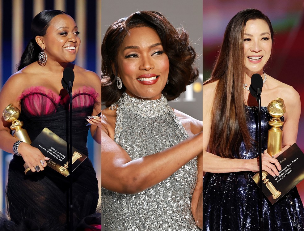 Da esq. p/ a dir.: Quinta Brunson, Angela Bassett e Michelle Yeoh — Foto: Reprodução: Divulgação