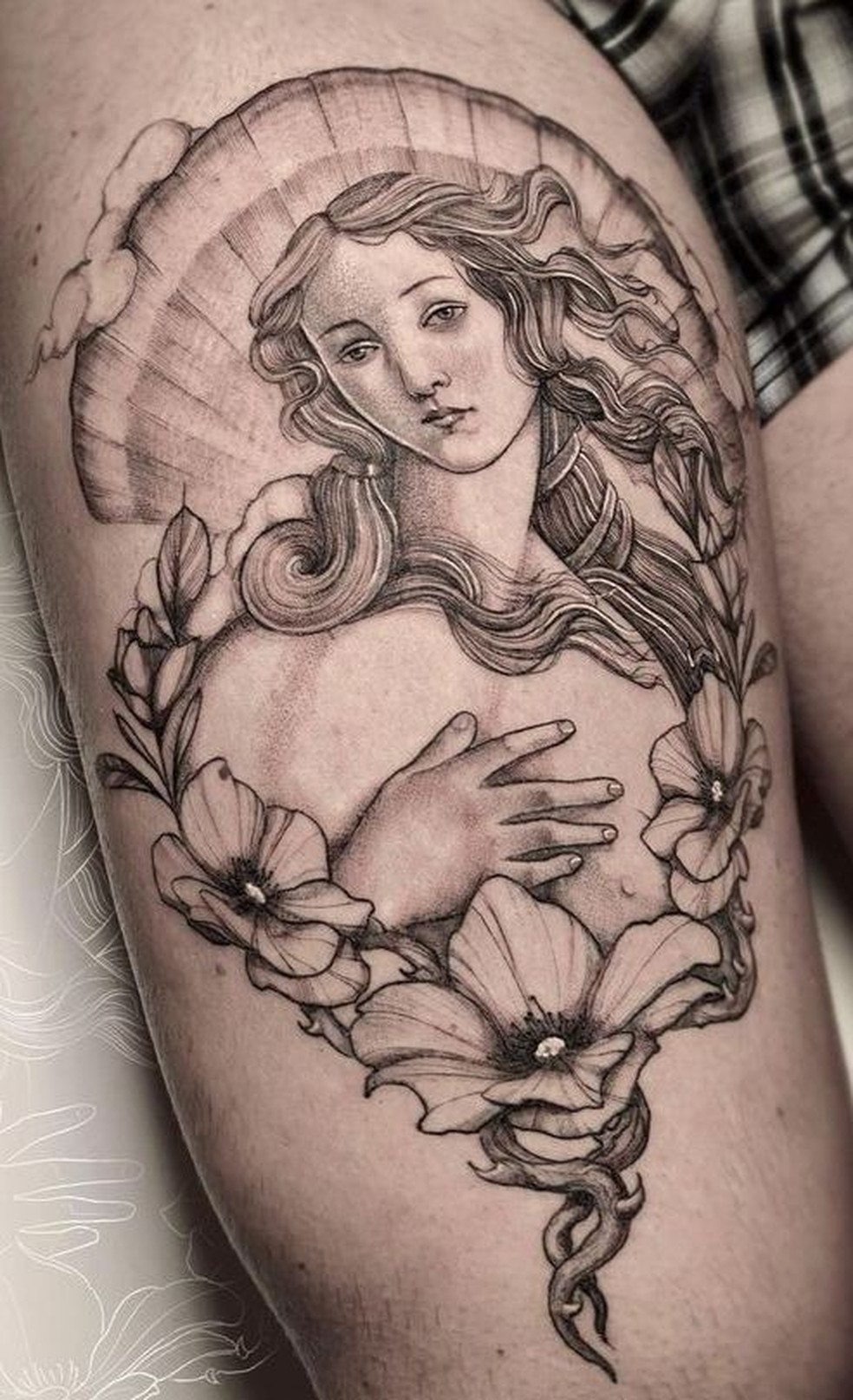 Panturrilha: Uma estilização da pintura “O nascimento de Vênus” do Sandro Botticelli. — Foto: Reprodução/Pinterest