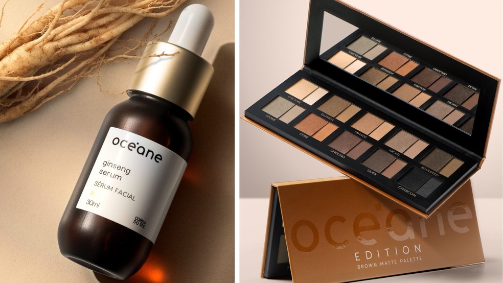 Ginseng Serum e Edition Brown Matte Palette, Océane — Foto: Divulgação