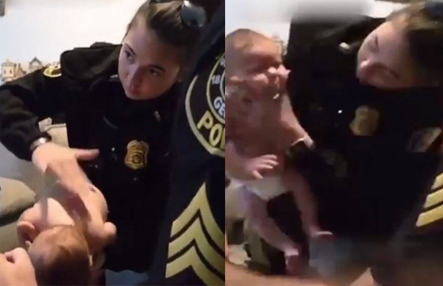 Bebê engasgado é salvo por policial nos EUA