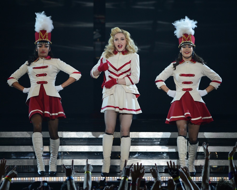 A última vez que Madonna fez shows no Brasil foi com a MDNA tour — Foto:  Larry Marano/Getty Images