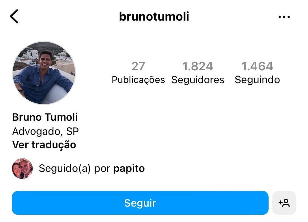 Perfil fechado de Bruno é seguido pelo pai de Ana Clara — Foto: Reprodução / Instagram