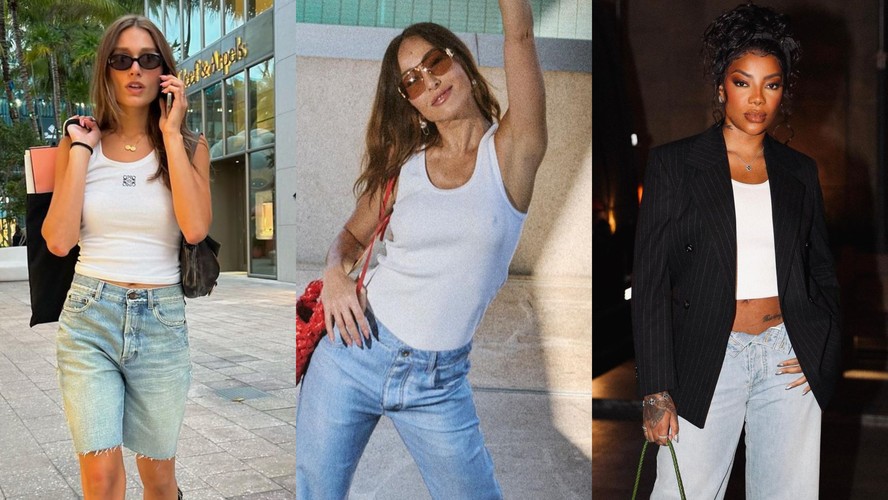 Sabrina Sato, Sasha Meneghel, Ludmilla e mais famosas que aderiram à tendência da regata branca com jeans