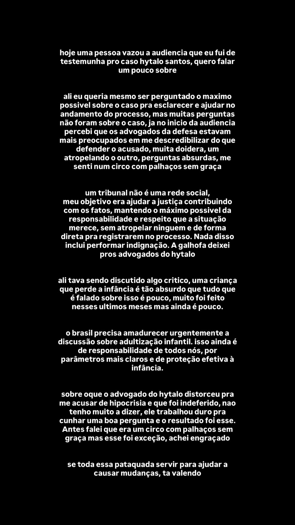 Felca se pronuncia após vídeo de audiência vazar: 'Tribunal não é rede social' — Foto: Reprodução/ Divulgação