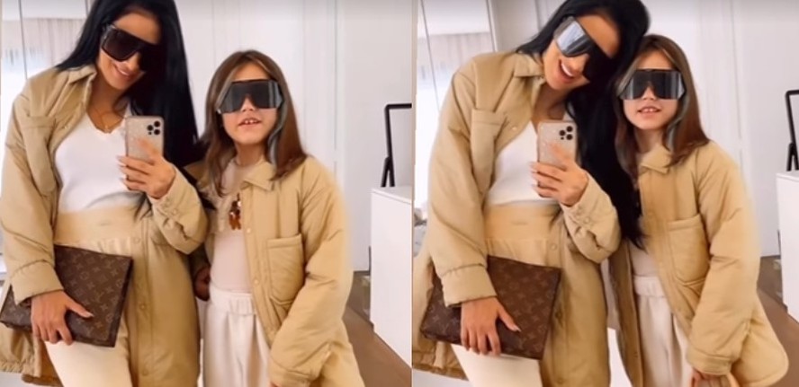 Em vídeo, Simaria mostra look fashionista da filha com bolsa de R$11 mil