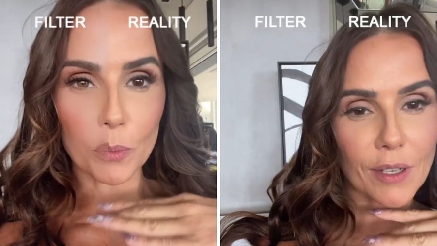Deborah Secco usa filtro de antes e depois no Instagram