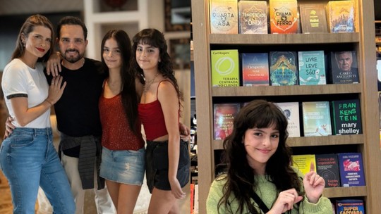 Filha de Luciano Camargo comemora ao encontrar livro autoral em livraria de aeroporto e emociona cantor
