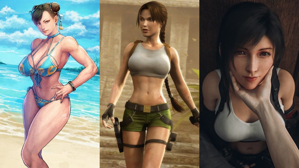 Regra 34: no Pornhub, Chun Li (Street Fighter e Fortnite), Lara Croft (Tomb Raider) e Tifa Lockhart (Final Fantasy) são personagens de games mais buscadas — Foto: Reprodução
