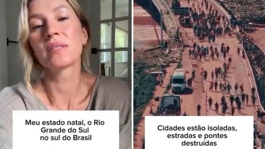 Gisele Bündchen se emociona ao pedir ajuda internacional ao Rio Grande do Sul: 'Muitas vidas perdidas'