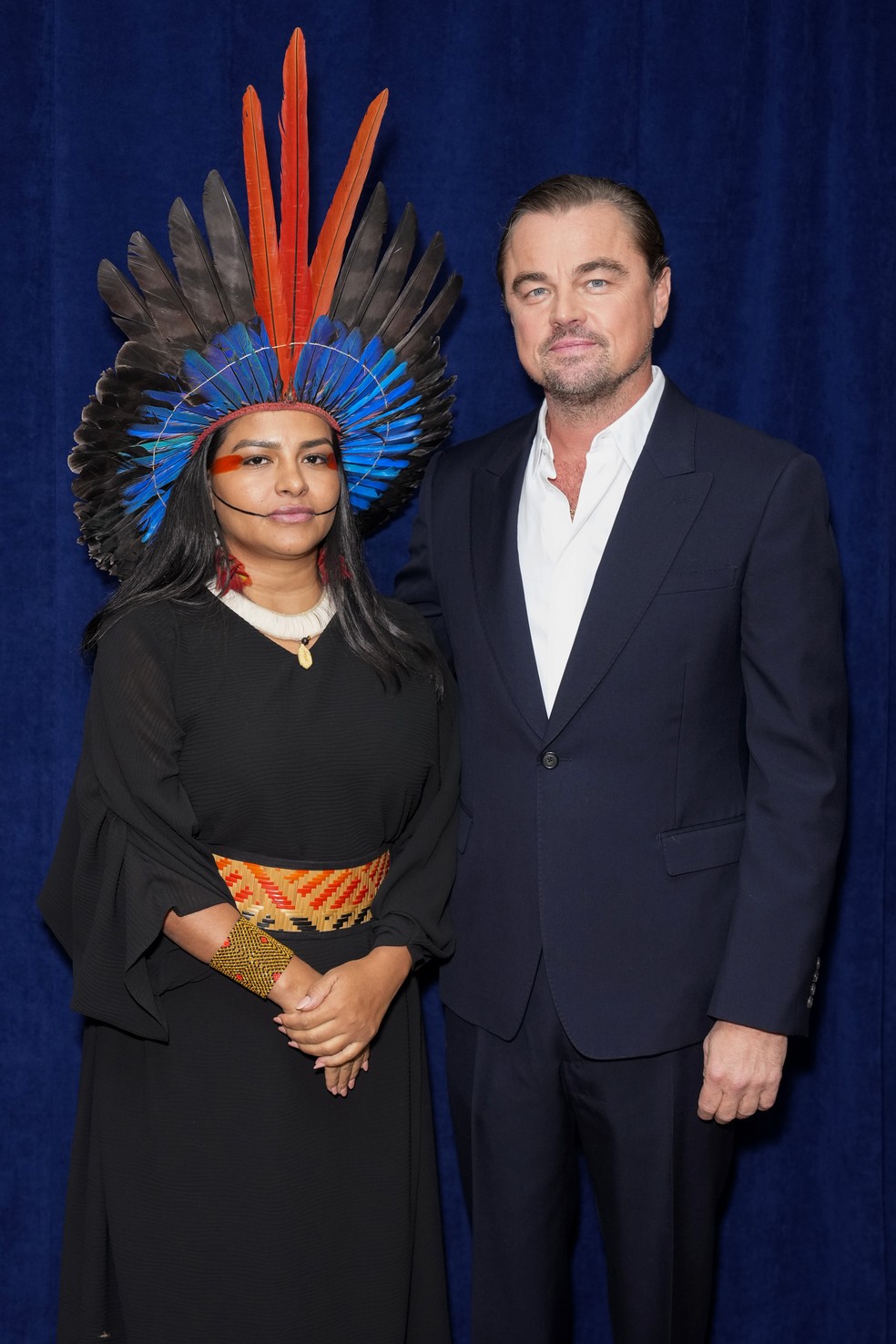 Juma Xipaia e Leonardo DiCaprio no Tribeca Film Festival de 2025 — Foto: Getty Images