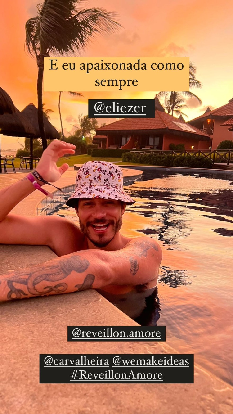 Eliezer durante um banho de piscina em Alagoas — Foto: reprodução/instagram