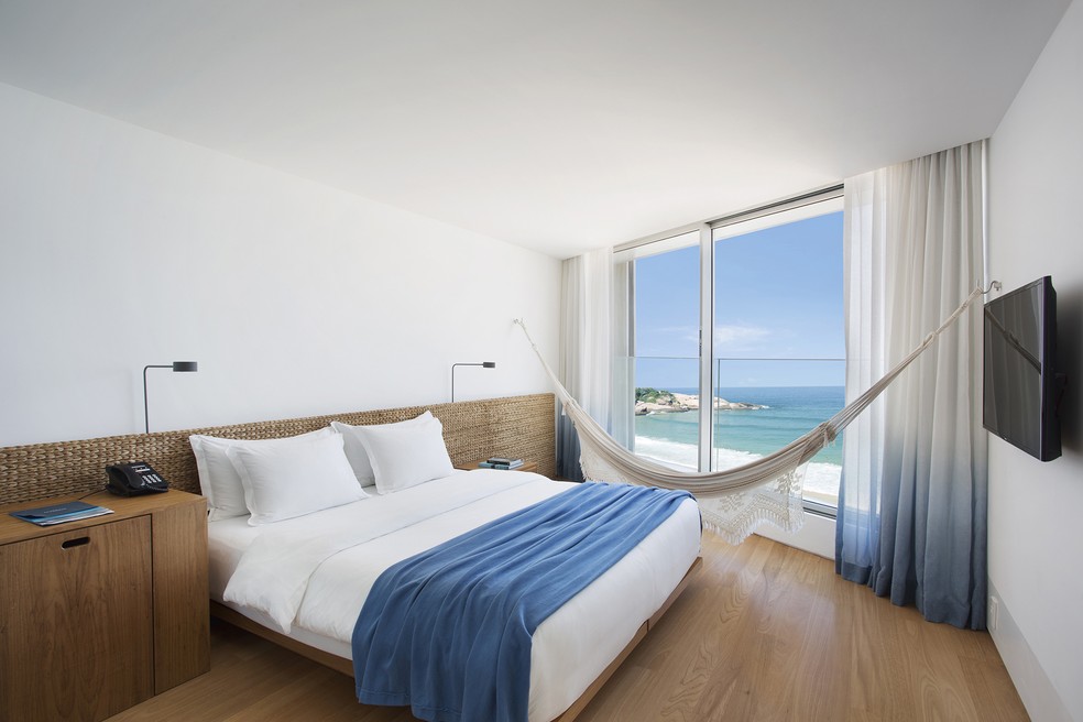 Quarto do hotel Arpoador, no Rio de Janeiro — Foto: Divulgação