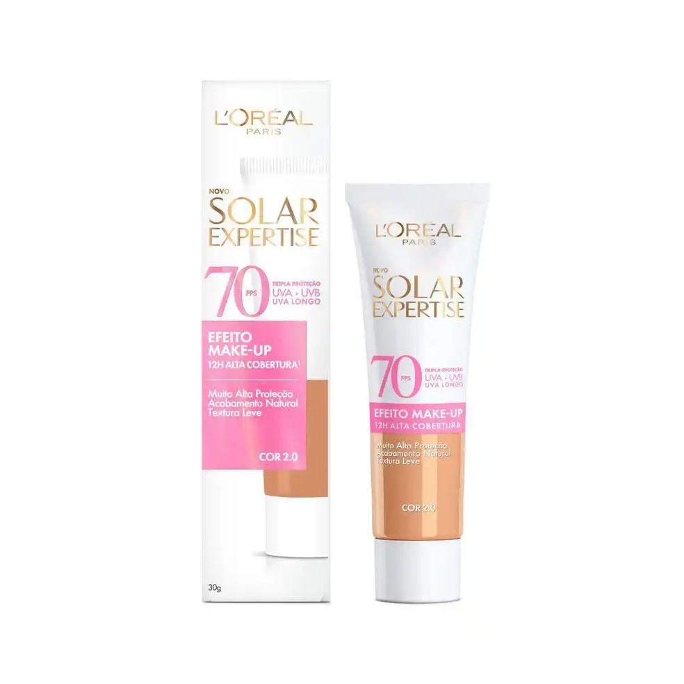 Solar Expertise Efeito Makeup FPS70, L'Oréal Paris — R$ 65,90 — Foto: Reprodução
