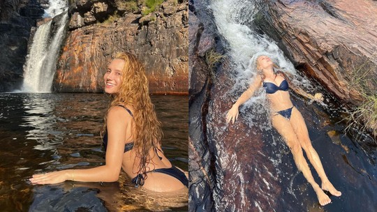 Lorena Comparato curte cachoeira na Chapada dos Veadeiros: 'Já quero voltar'