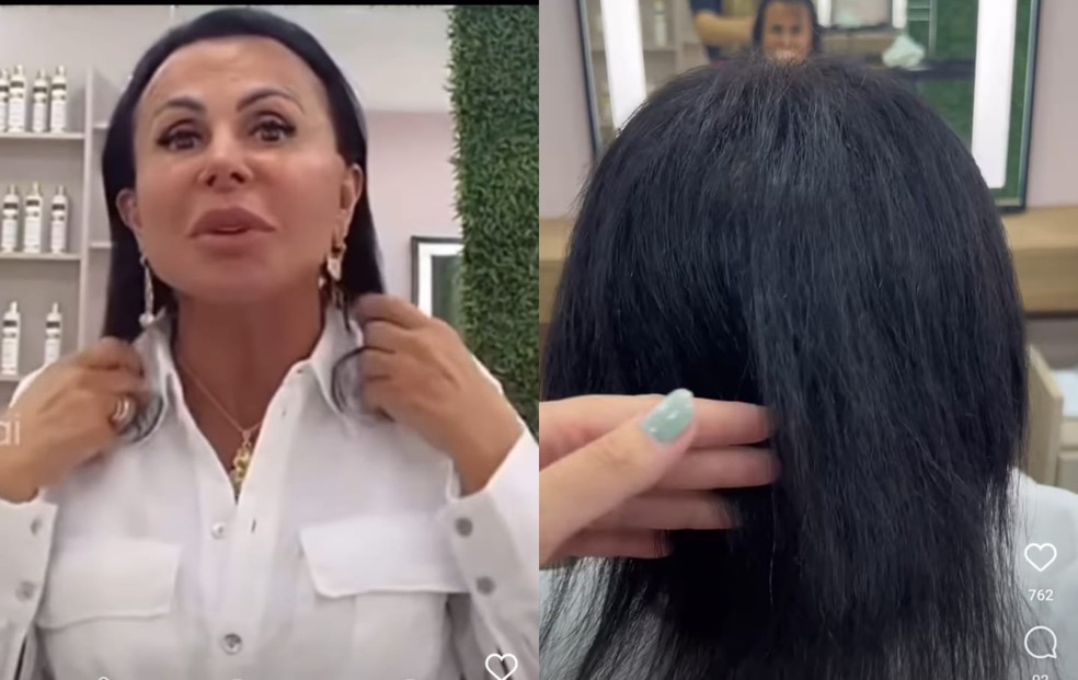 Gretchen tirou o mega-hair e mostrou o cabelo natural — Foto: Reprodução Instagram