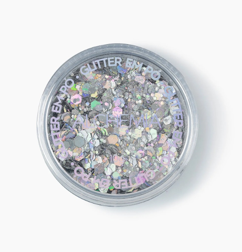 Glitter em Pó Solto Frasco Plástico Prata, Alchemia — Foto: Reprodução