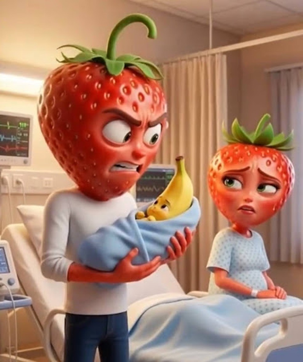 Cena de 'Novela das frutas', que está viralizando nas redes sociais — Foto: Reprodução