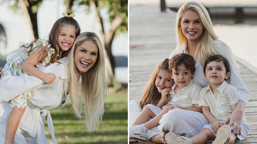 Barbara Evans estrela ensaio com os filhos