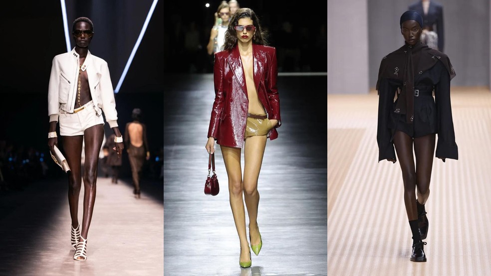 Semana de Moda de Milão: micro comprimentos. Tom Ford, Gucci e Prada — Foto: Getty