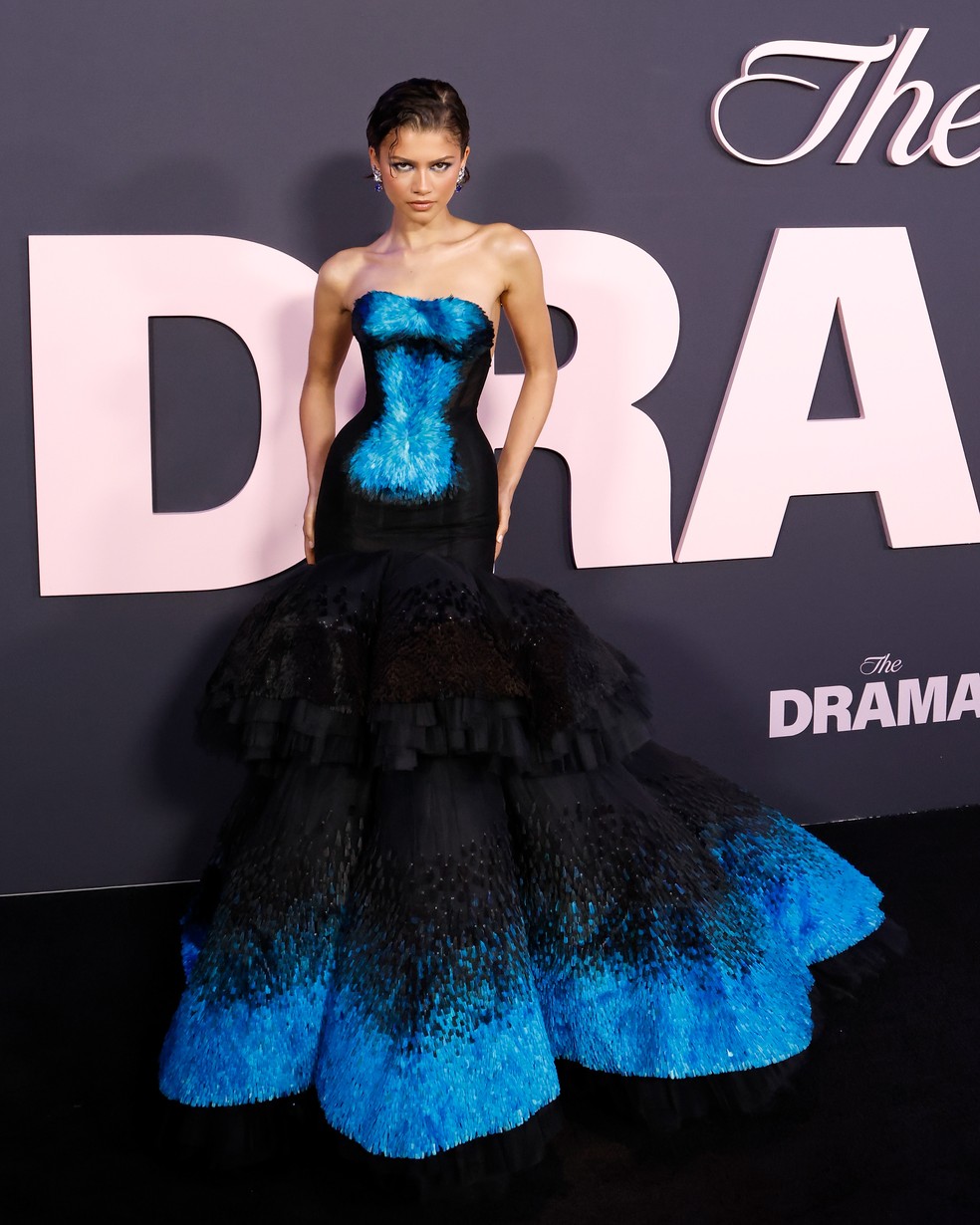 Zendaya em 'O Drama': entenda o significado dos looks de divulgação do filme — Foto: Getty Images